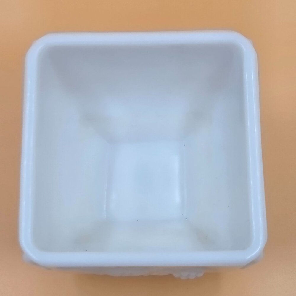 Westmoreland Paneled Grape Square Beaded Puff Milk Glass Box No Lid - Picture 4 of 6